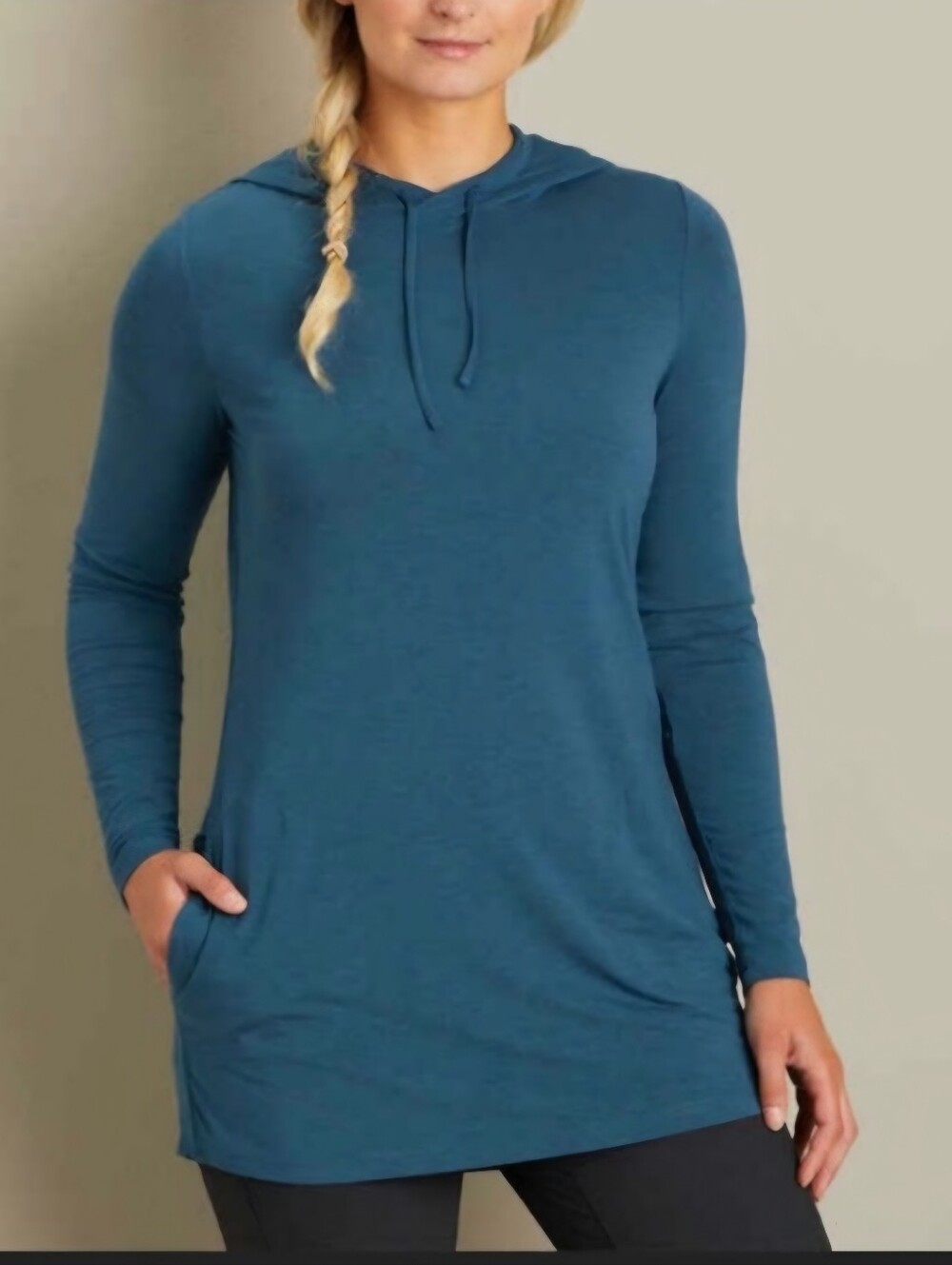 Duluth Trading Co. Dry and Mighty Hoodie Tunic Teal Blue SIze Large Athleisure